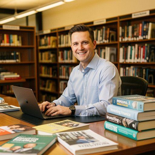 Könyvcsomagok pénzügyi alapokról helyi könyvtárakban eladó, olvasók tanulnak otthon.